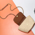 Saint Laurent Mini Manon In Raffia And Aged Vegetable-Tanned Leather Coffee